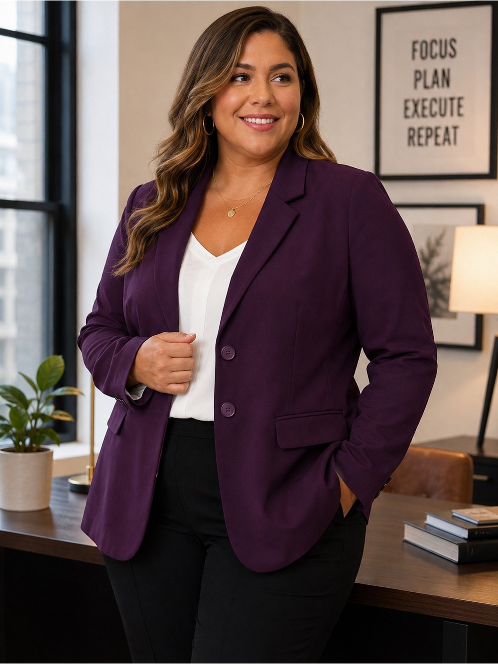 Studio by Torrid Deep Plum Purple Blazer – Size 1 – Career Workwear